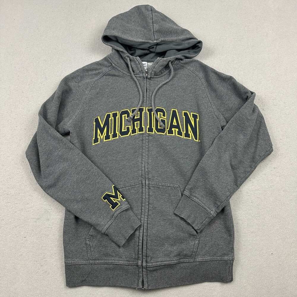Michigan Wolverines Hoodie Men Small Gray Champion Sweatshirt Full Zip NCAA S